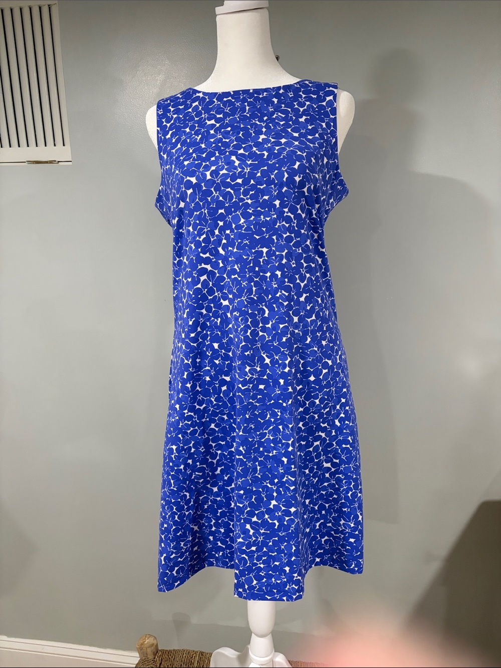 Mahi Gold Sleeveless Blue Floral Shift Dress